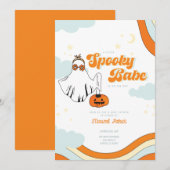 Herfst Baby shower Retro Ghost Groovy Baby shower Kaart (Voorkant / Achterkant)