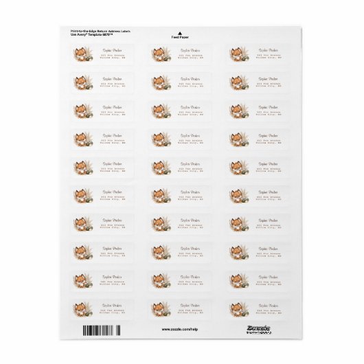 Herfst Baby shower Return Address Labels (Full Sheet)