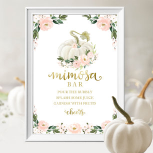 Herfst Baby shower Roze Gold Mimosa Bar Poster
