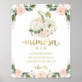 Herfst Baby shower Roze Gold Mimosa Bar Poster (Voorkant)
