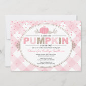 Herfst baby shower Roze Goud Pompoen Meisje Douche Kaart (Voorkant)