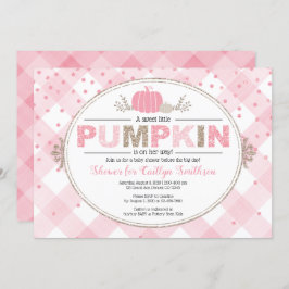 Herfst baby shower Roze Goud Pompoen Meisje Douche Kaart