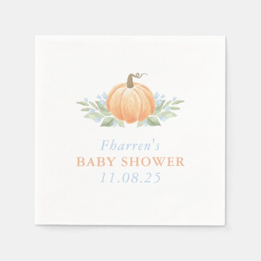 Herfst Baby shower servetten | Pompoen (Voorkant)
