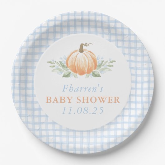 Herfst Baby shower servetten | Pompoen Papieren Bordje (Voorkant)