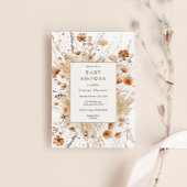 Herfst Baby shower Sinaasappel Bloemenuitnodiging Kaart