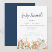 Herfst Baby shower Sprinkle pompoen blauw Kaart (Voorkant / Achterkant)