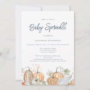 Herfst Baby shower Sprinkle pompoen blauw Kaart
