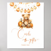 Herfst Baby shower teddybeer Kaarten en geschenken Poster (Voorkant)