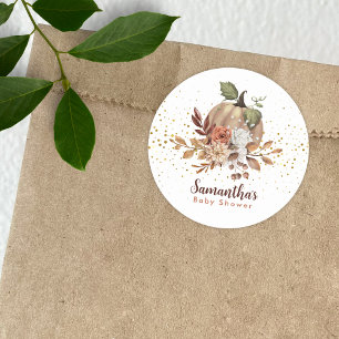 Herfst Baby shower thema lieve kleine pompoen Ronde Sticker