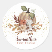 Herfst Baby shower thema lieve kleine pompoen Ronde Sticker (Voorkant)