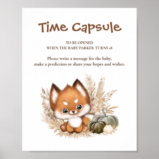 Herfst Baby shower Tijd Capsule Teken Poster (Voorkant)