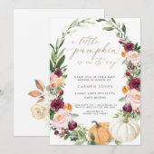Herfst Baby shower Uitnodiging, een kleine pompoen Kaart (Voorkant / Achterkant)