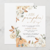 Herfst Baby shower Uitnodiging, een kleine pompoen Kaart (Voorkant / Achterkant)
