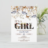 Herfst Baby shower Uitnodiging, Girl Shower Invite Kaart (Staand voorkant)
