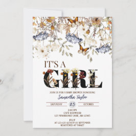 Herfst Baby shower Uitnodiging, Girl Shower Invite Kaart