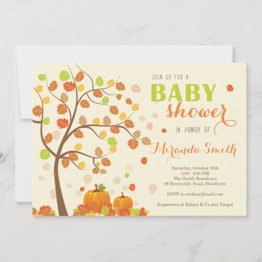 Herfst Baby shower Uitnodiging/Herfst Uitnodiging (Voorkant)