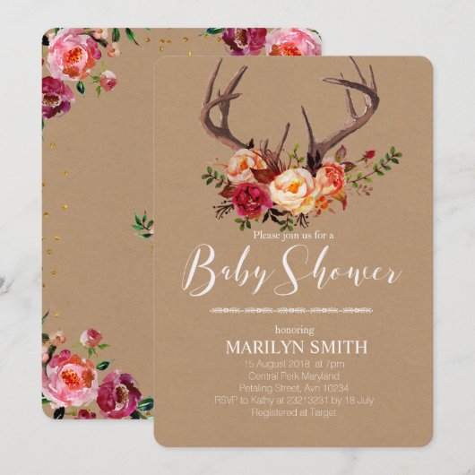 Herfst baby shower-uitnodiging kaart (Voorkant / Achterkant)