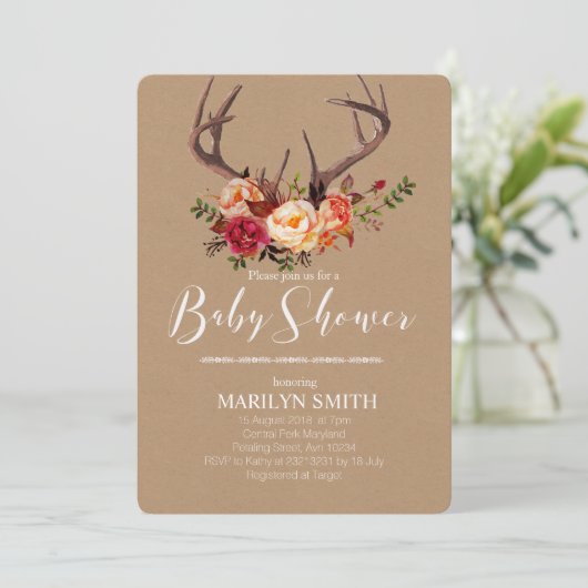 Herfst baby shower-uitnodiging kaart (Staand voorkant)