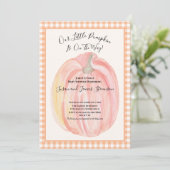 Herfst baby shower uitnodiging Kleine Pompoen Ging (Staand voorkant)