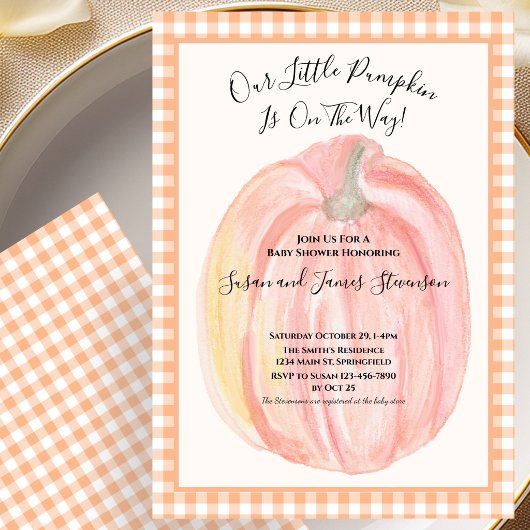 Herfst baby shower uitnodiging Kleine Pompoen Ging
