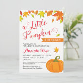 Herfst Baby shower uitnodiging, kleine pompoen her Kaart (Staand voorkant)