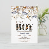 Herfst Baby shower Uitnodiging najaar baby Boy (Staand voorkant)