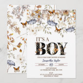 Herfst Baby shower Uitnodiging najaar baby Boy (Voorkant / Achterkant)