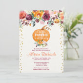 Herfst baby shower-uitnodiging, pompoenen baby sho kaart (Staand voorkant)