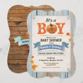 Herfst baby shower uitnodiging roestvrij pompoenho (Voorkant / Achterkant)