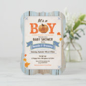 Herfst baby shower uitnodiging roestvrij pompoenho (Staand voorkant)