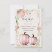 Herfst baby shower uitnodiging, speelse pompoen kaart (Voorkant)