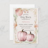 Herfst baby shower uitnodiging, speelse pompoen kaart (Voorkant / Achterkant)