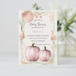 Herfst baby shower uitnodiging, speelse pompoen kaart