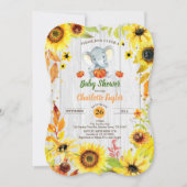 Herfst baby shower uitnodiging zonnebloem olifant (Voorkant)