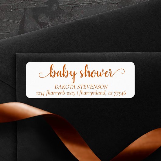Herfst Baby shower | Verbrandend Oranje retouradre Etiket