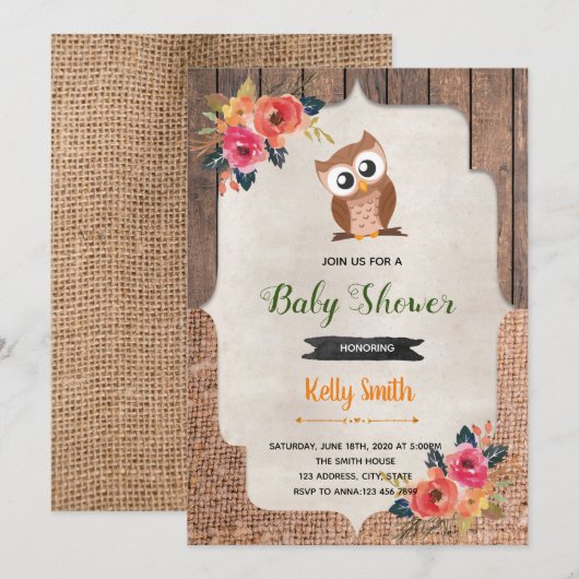 Herfst baby shower verjaardaguitnodiging kaart (Voorkant / Achterkant)