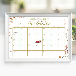 Herfst Baby shower vervaldatum kalender Poster