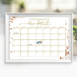 Herfst Baby shower vervaldatum kalender Poster
