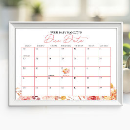 Herfst Baby shower vervaldatum kalender Poster
