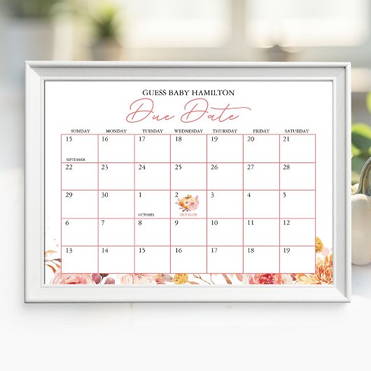 Herfst Baby shower vervaldatum kalender Poster