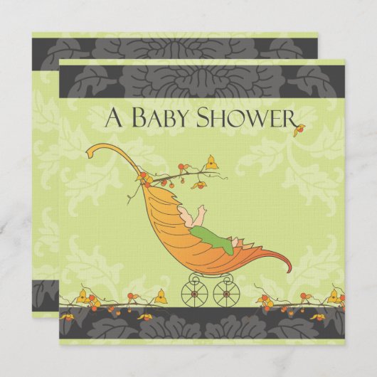 Herfst Baby shower | Vervoer met leder Kaart (Voorkant / Achterkant)