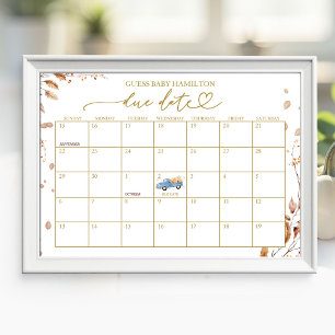 Herfst Baby Shower Verwachte Datum Kalender Poster