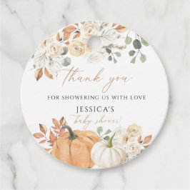 Herfst baby shower vierkant dank je tag , bedank j bedankjes labels