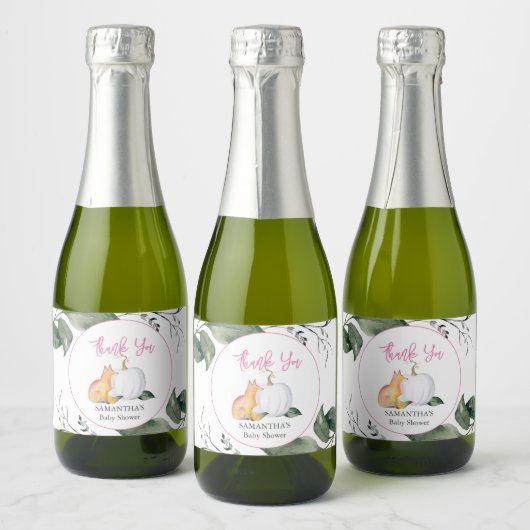 Herfst Baby shower Voedsel Drink labels Sparkling Wijnetiket (Flessen)