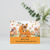 Herfst Baby shower voor kattenliefhebbers Briefkaart (Staand voorkant)