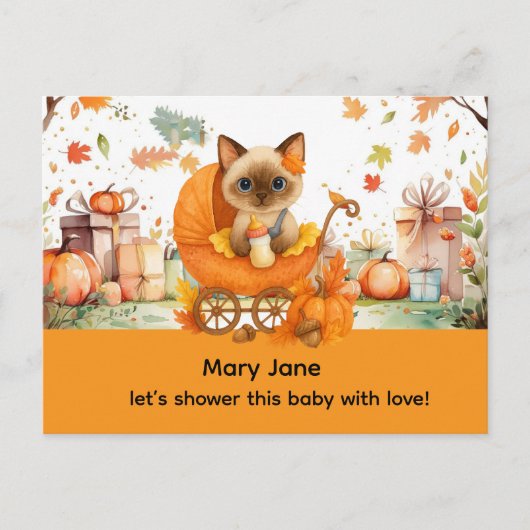 Herfst Baby shower voor kattenliefhebbers Briefkaart (Voorkant)