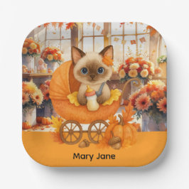 Herfst Baby shower voor kattenliefhebbers Papieren Bordje