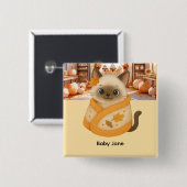 Herfst Baby shower voor kattenliefhebbers Vierkante Button 5,1 Cm (Voorkant /achterkant)