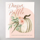 Herfst Baby shower Waterverf Pompoen Luier Raffle Poster (Voorkant)