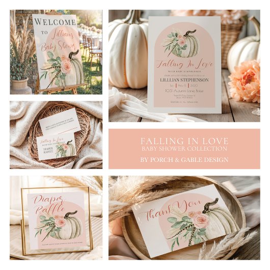 Herfst Baby shower Waterverf Pompoen Luier Raffle Poster